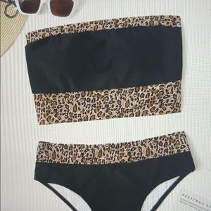 Shein cheetah bandeau bikini